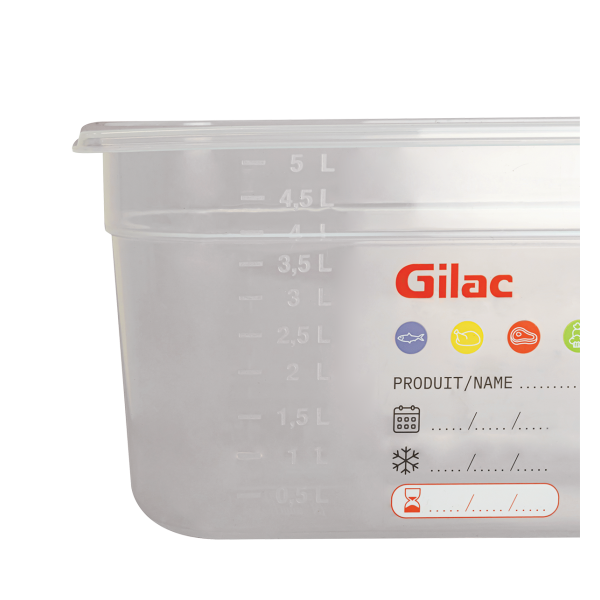 Bac gastronorme GN1/3 HACCP + couvercle - 150 mm - 5,5 L - Lot de 2