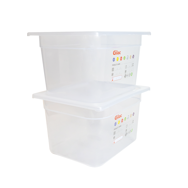 Bac gastronorme GN1/2 HACCP + couvercle - 200 mm - 12 L - Lot de 2