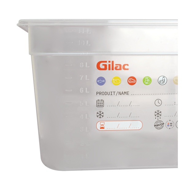 Bac gastronorme GN1/2 HACCP + couvercle - 200 mm - 12 L - Lot de 2