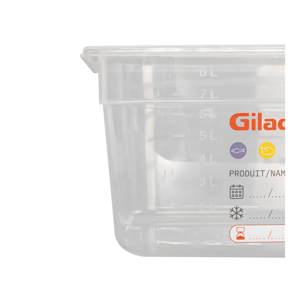 Bac gastronorme GN1/2 HACCP + couvercle - 150 mm - 9 L - Lot de 2