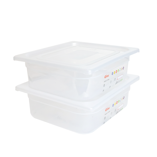 Bac gastronorme GN1/2 HACCP + couvercle - 100 mm - 6 L - Lot de 2