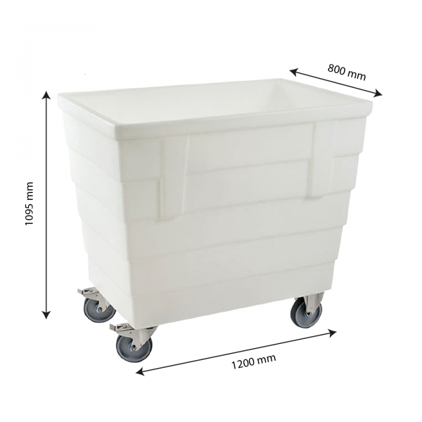 Bac double-paroi 500 L - roues chape inox - blanc