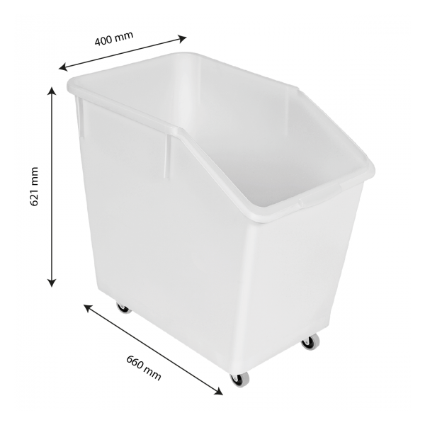 Bac à ingrédients 80 L + 4 roues - blanc