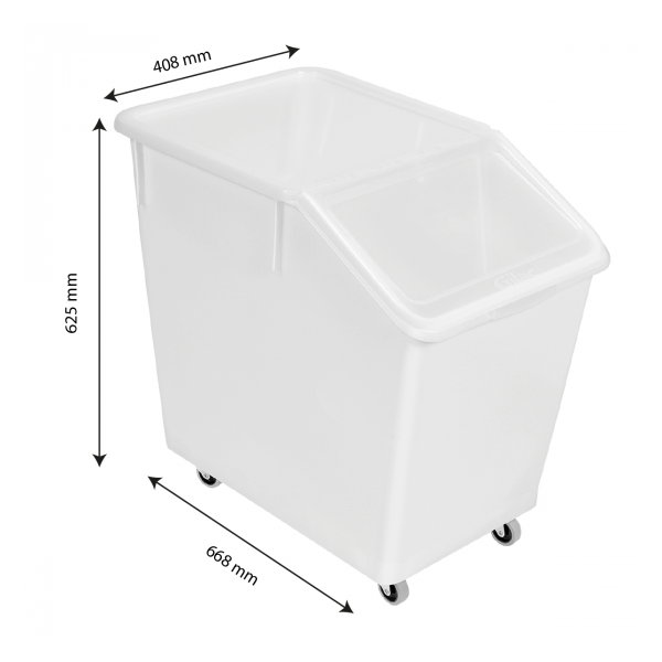 Bac à ingrédients 80 L + 4 roues + couvercle transparent - chape inox