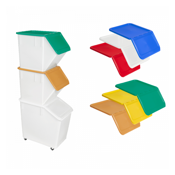 Bac à ingrédients 80 L + 4 roues + couvercle transparent