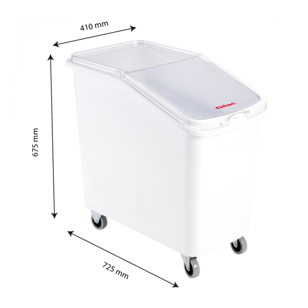Bac à ingrédients 100 L + couvercle + 4 roues - chape inox