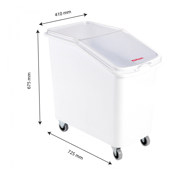 Bac à ingrédients 100 L + couvercle + 4 roues - chape acier