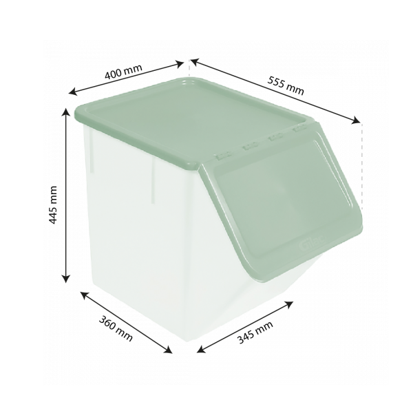 Bac à ingrédient 40 L - couvercle vert amande
