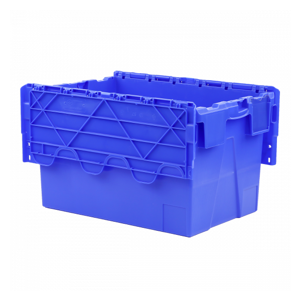 Bac 600 x 400 x 365 mm 65 L éco avec couvercle intégré - bleu