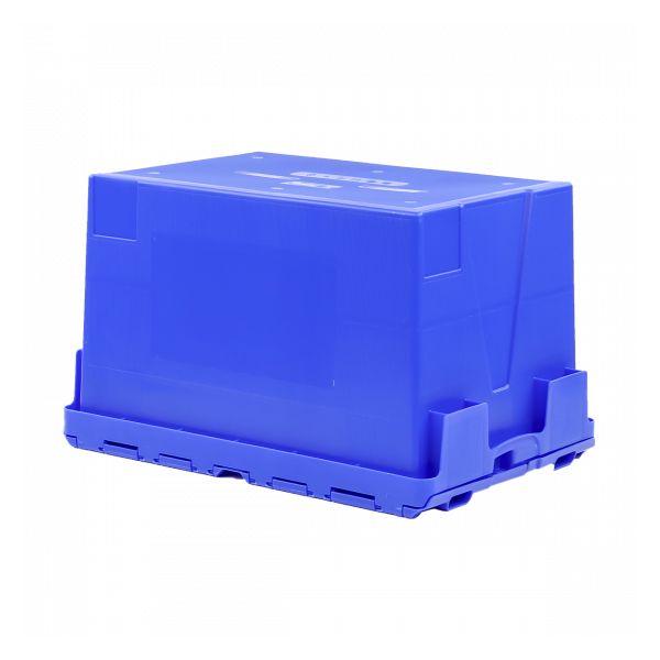 Bac 600 x 400 x 365 mm 65 L éco avec couvercle intégré - bleu