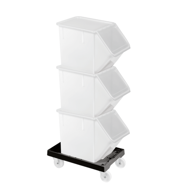 Socle rouleur 4 roues pivotantes - chape acier - noir