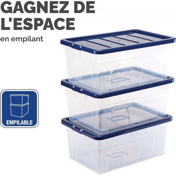 Boîte de rangement transparente empilable 22 litres