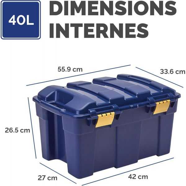 Coffre de rangement en Plastique Solide 40 litres