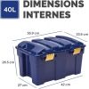 Coffre de rangement en Plastique Solide 40 litres