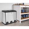 Poubelle de tri sélectif à pédale en inox 3 x 20 litres