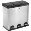 Poubelle de tri sélectif à pédale en inox 3 x 20 litres