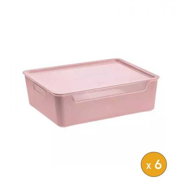 6 Bacs de rangement avec couvercle élégant 9 Litres