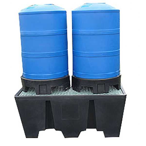 Bac de Rétention avec 2 fûts bleus