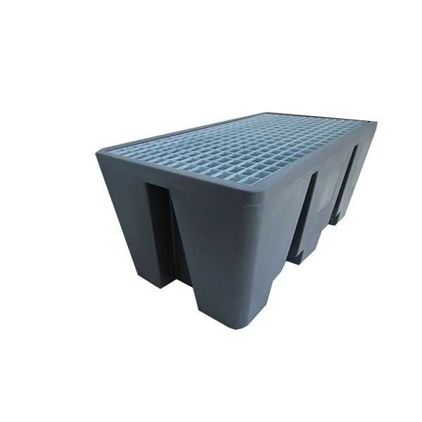Bac de Rétention 300 l noir pour 2 Fûts avec Caillebotis Metal
