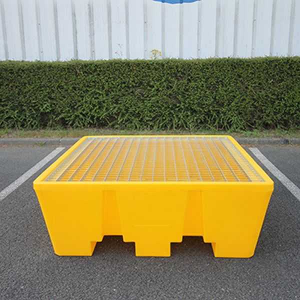 Bac de Rétention 475 l jaune pour 4 Fûts avec Caillebotis Metal