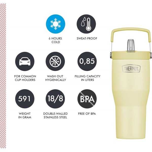 Gobelet Isotherme avec paille rabattable Thermos 0,85 l