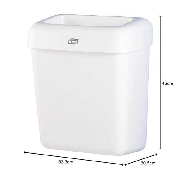 TORK Poubelle, plastique, 20 litres, blanc