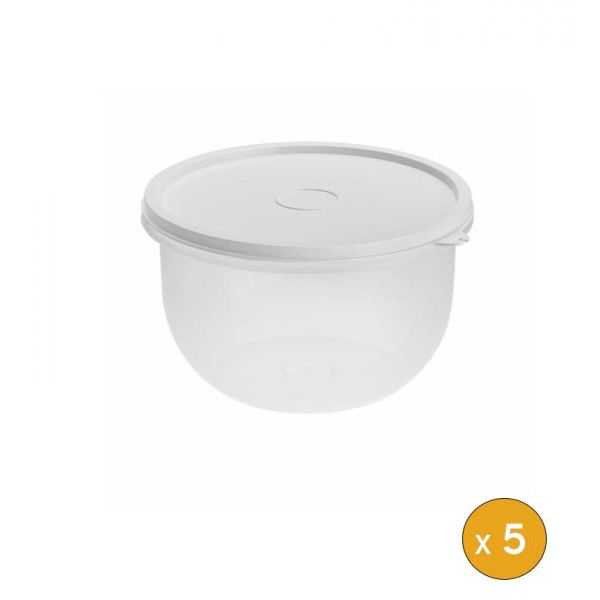 5 Boîtes alimentaires hermétiques rondes 2 litres