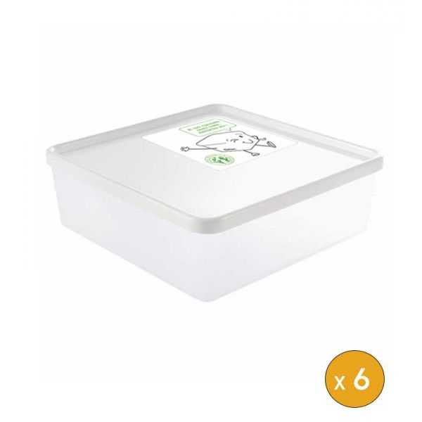 6 Boîtes Alimentaires hermétiques carrées 2,5 litres