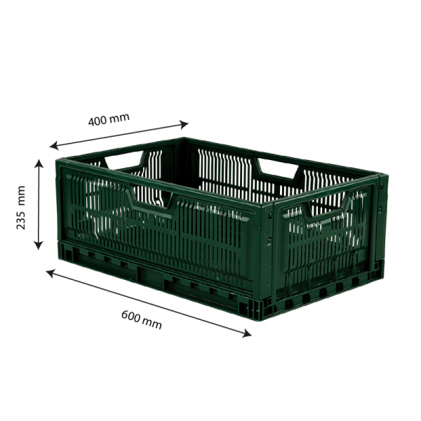 Caisse pliable empilable 600 x 400 x 235 mm 47 L - vert