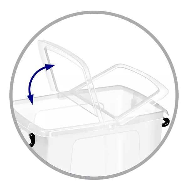 Boîte de rangement 50 litres avec couvercle papillon et poignées