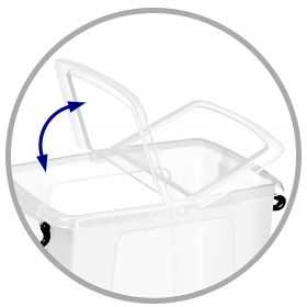 Boîte de rangement transparente 24 litres avec couvercle papillon et poignées