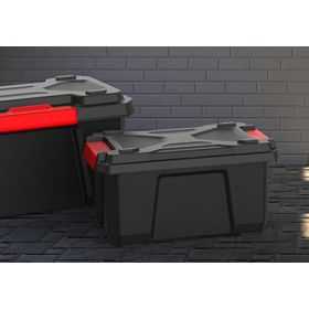 Caisse de rangement solide noire avec couvercle 40 litres