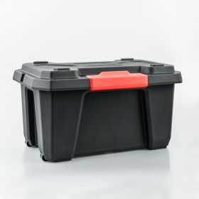 Caisse de rangement solide noire avec roulettes 70 litres