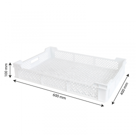 Caisse finement ajourée échancrée avec poignées 600 x 400 x 90 mm - 18 L - blanc