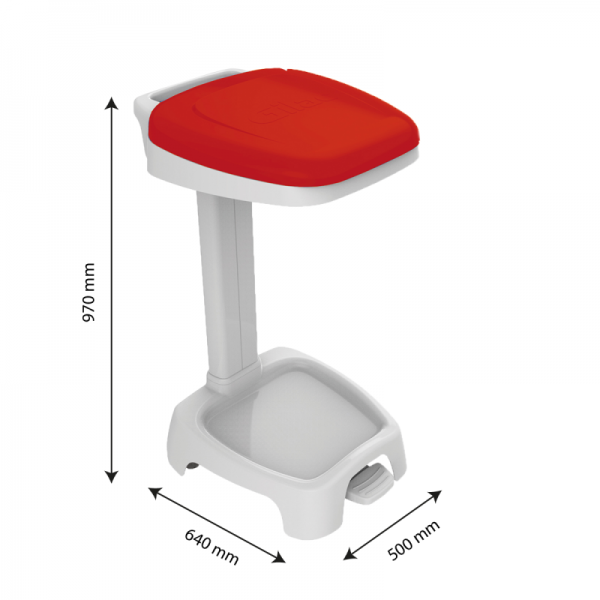 Support sac poubelle 120 L + couvercle rouge
