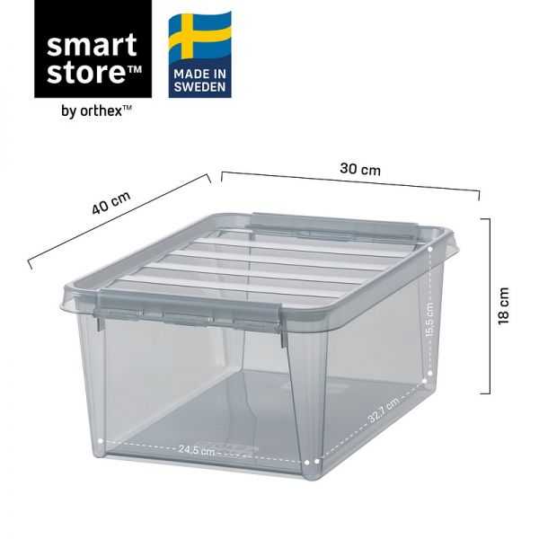Boîte de rangement grise transparente 14 litres