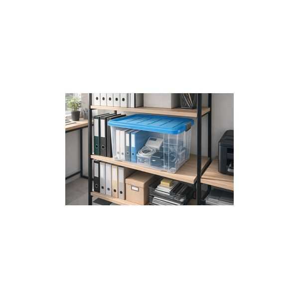 Boîte de rangement avec couvercle et roulettes 55 litres