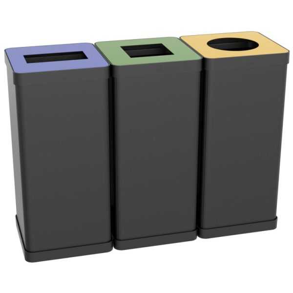 Poubelle de tri sélectif pour papier noir et bleu 50 litres