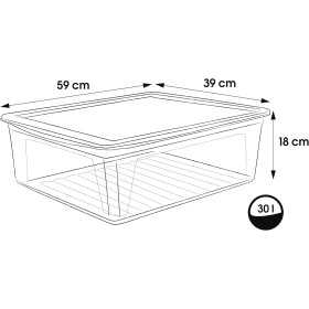 Boîte de rangement plate avec aération 30 litres pour Chaussures Vêtements