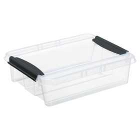 boite plate transparente en plastique avec couvercle et clips