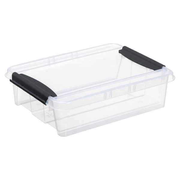 boite plate transparente en plastique avec couvercle et clips