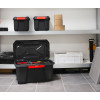 Caisse de rangement solide noire avec roulettes 70 litres