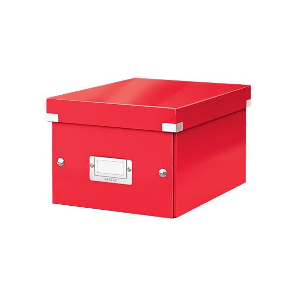 Boite en carton rouge pour ranger les affaires de bureau